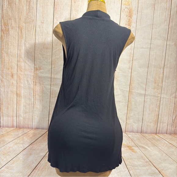 INC International Concepts Ribbed Open Front Vest Black Sleeveless Cardigan L/XL - Picture 4 of 7